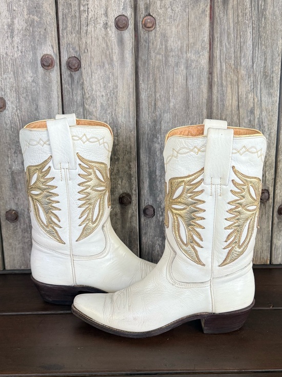 Frye Shoes - Vintage 1950's Frye Classic Women’s Cowboy Boots With Gold Thunderbird Adornment
